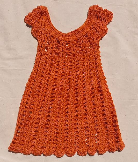 Orange Little Wildflower Crochet Dress