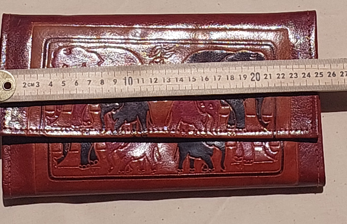 Vintage Leather Elephant Wallet – Hand Tooled 80s/90s Embossed Artisan Purse