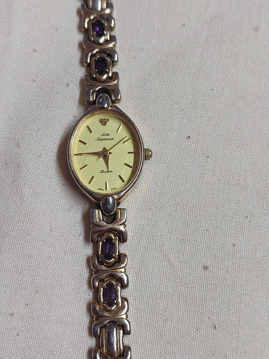 Jules Jurgenson Watch with Amethyst Stones | New Battery | Working