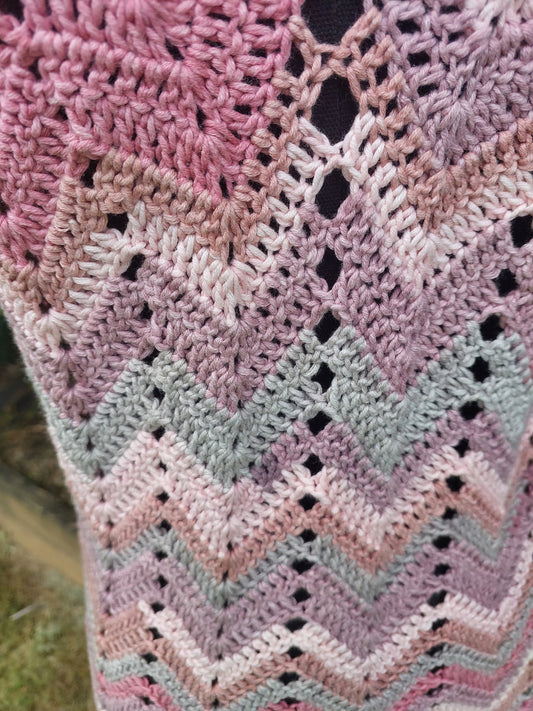 Handmade Crochet Dress – Soft Pastel Chevron