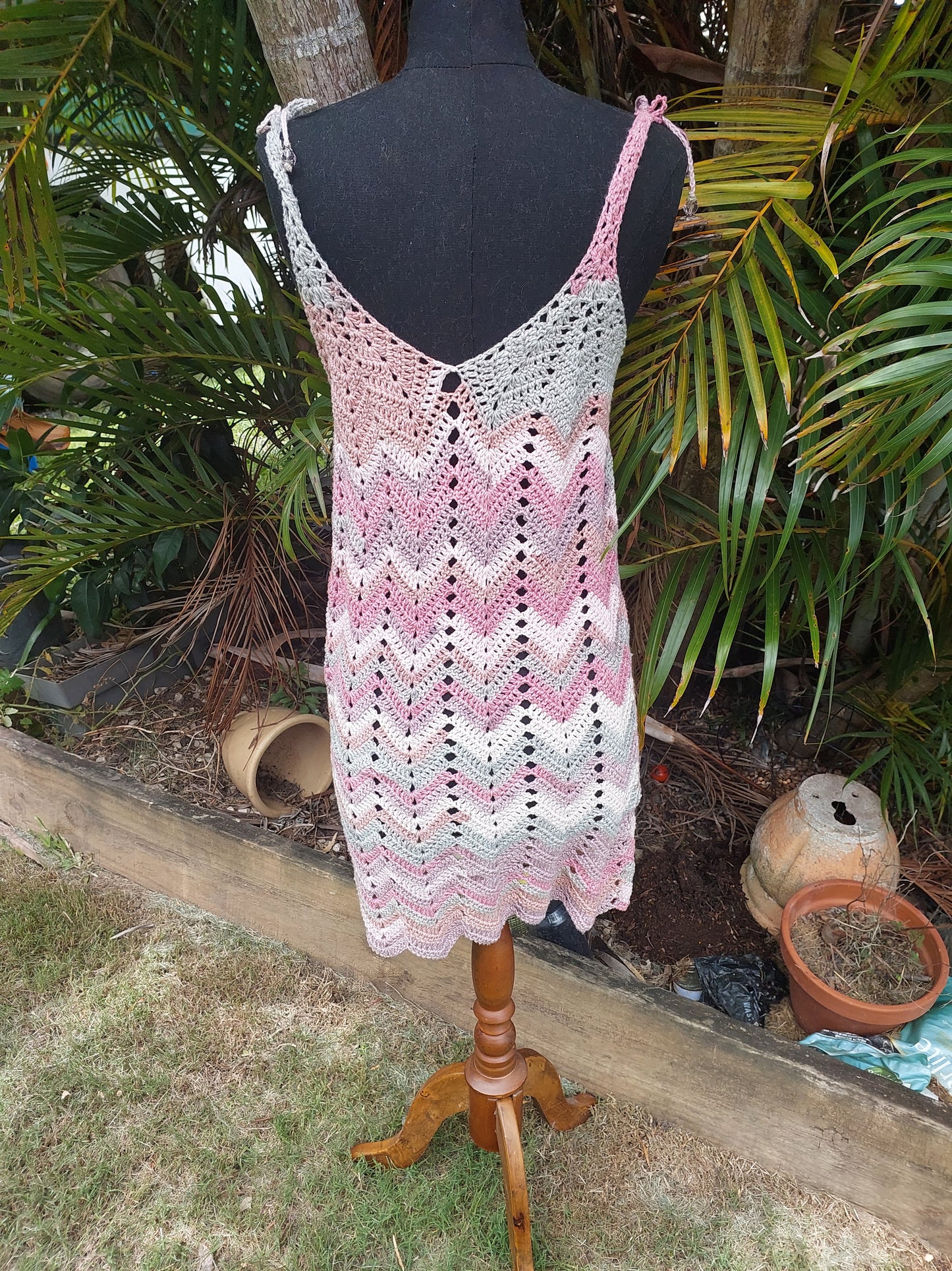 Handmade Crochet Dress – Soft Pastel Chevron