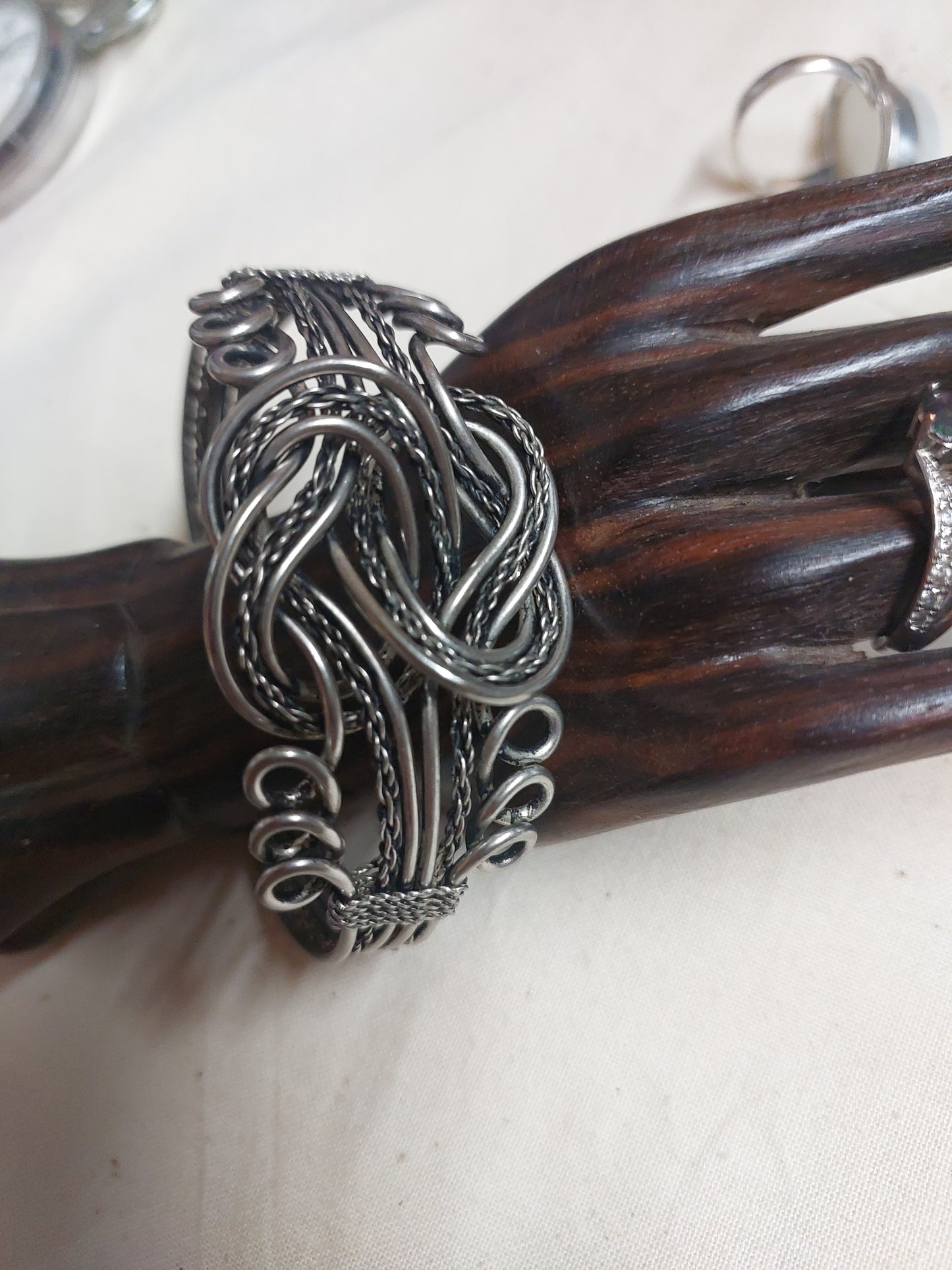 Vintage Silver-Tone Wirework Cuff Bracelet | Open Bangle