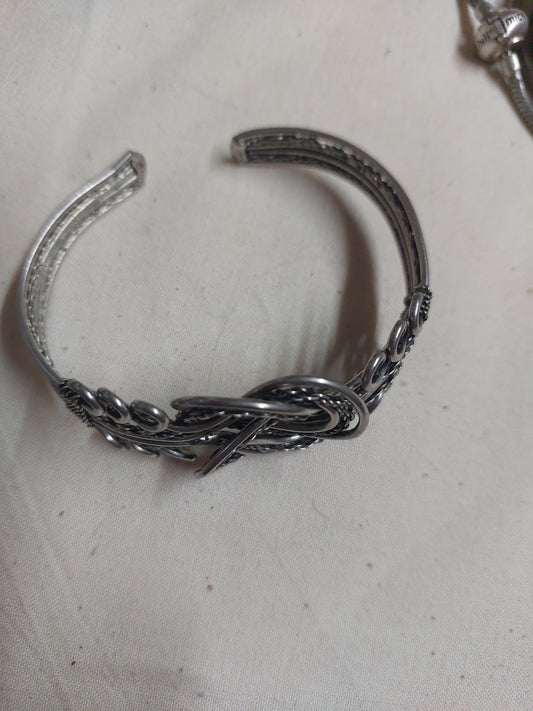 Vintage Silver-Tone Wirework Cuff Bracelet | Open Bangle
