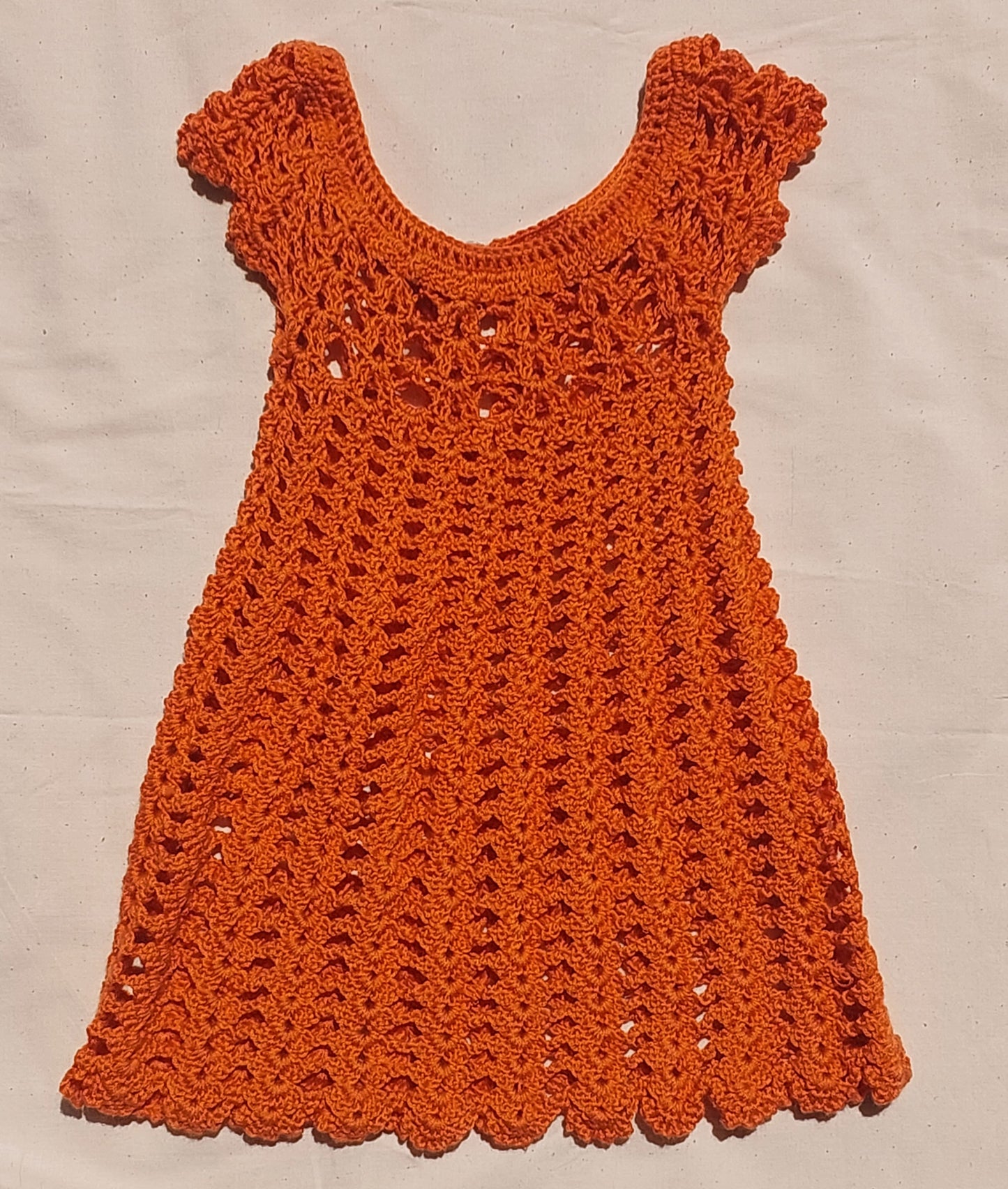 Orange Little Wildflower Crochet  Dress