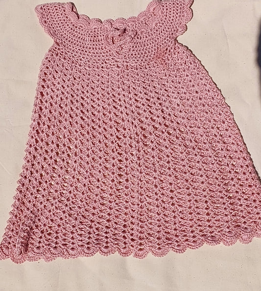 Little Wildflower Crochet Dress — Soft Blush Pink