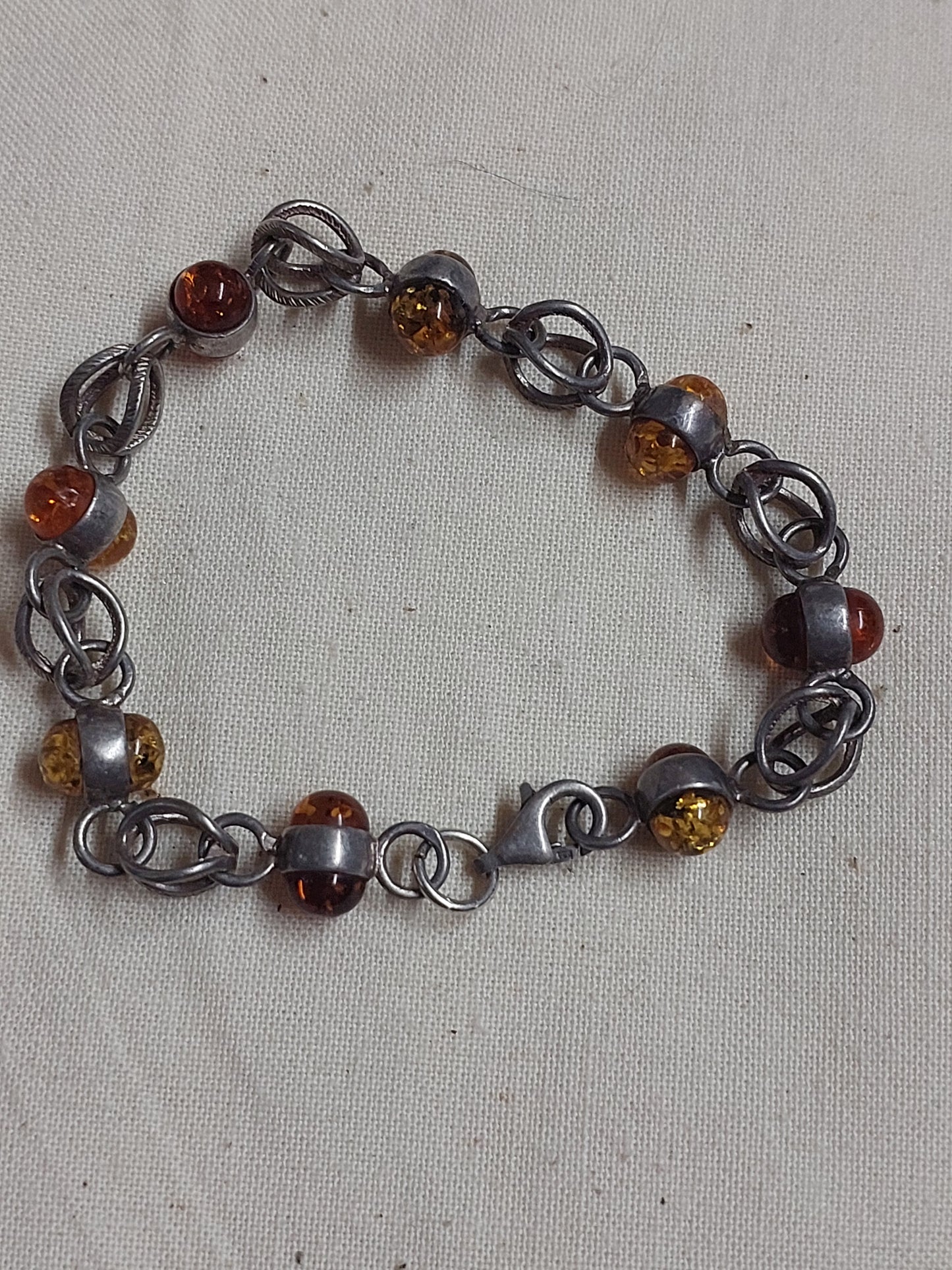 Vintage Baltic Amber & Sterling Silver Bracelet | Mid-Century European Jewellery