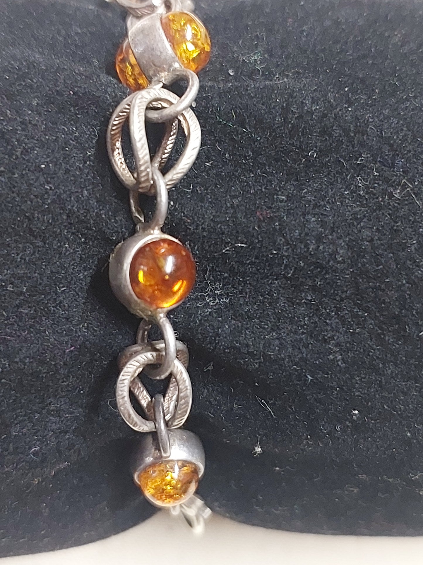 Vintage Baltic Amber & Sterling Silver Bracelet | Mid-Century European Jewellery