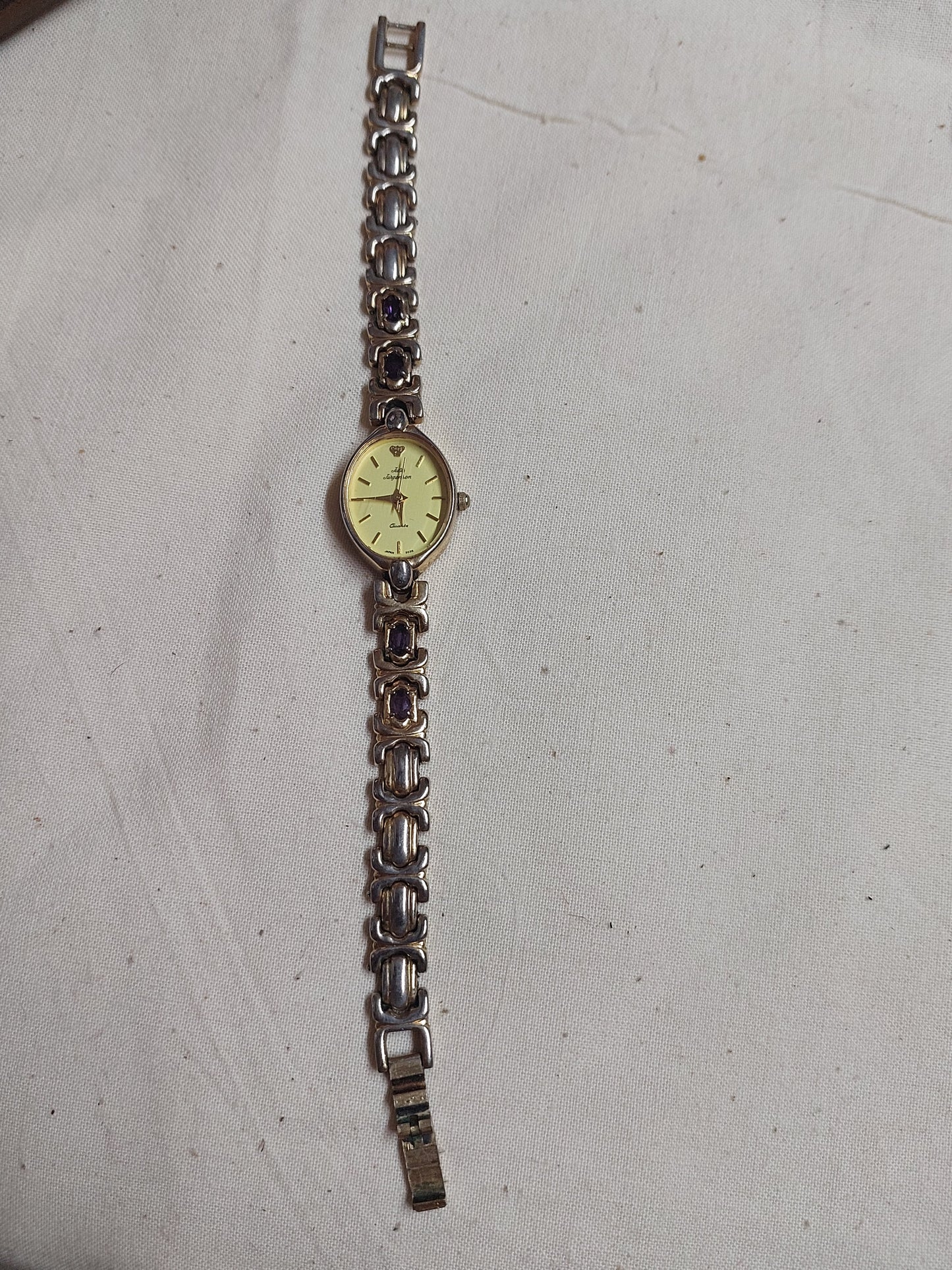 Jules Jurgenson  Watch with Amethyst Stones | New Battery | Working