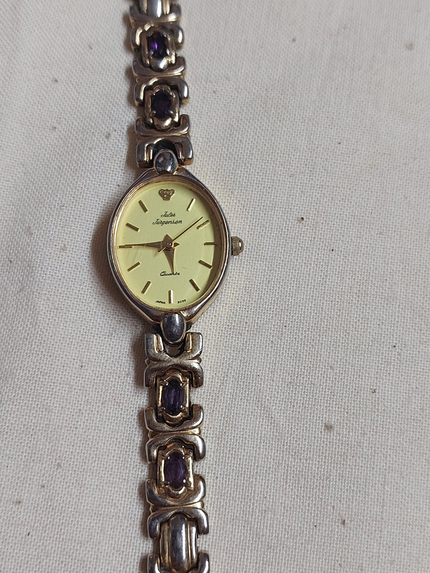 Jules Jurgenson  Watch with Amethyst Stones | New Battery | Working