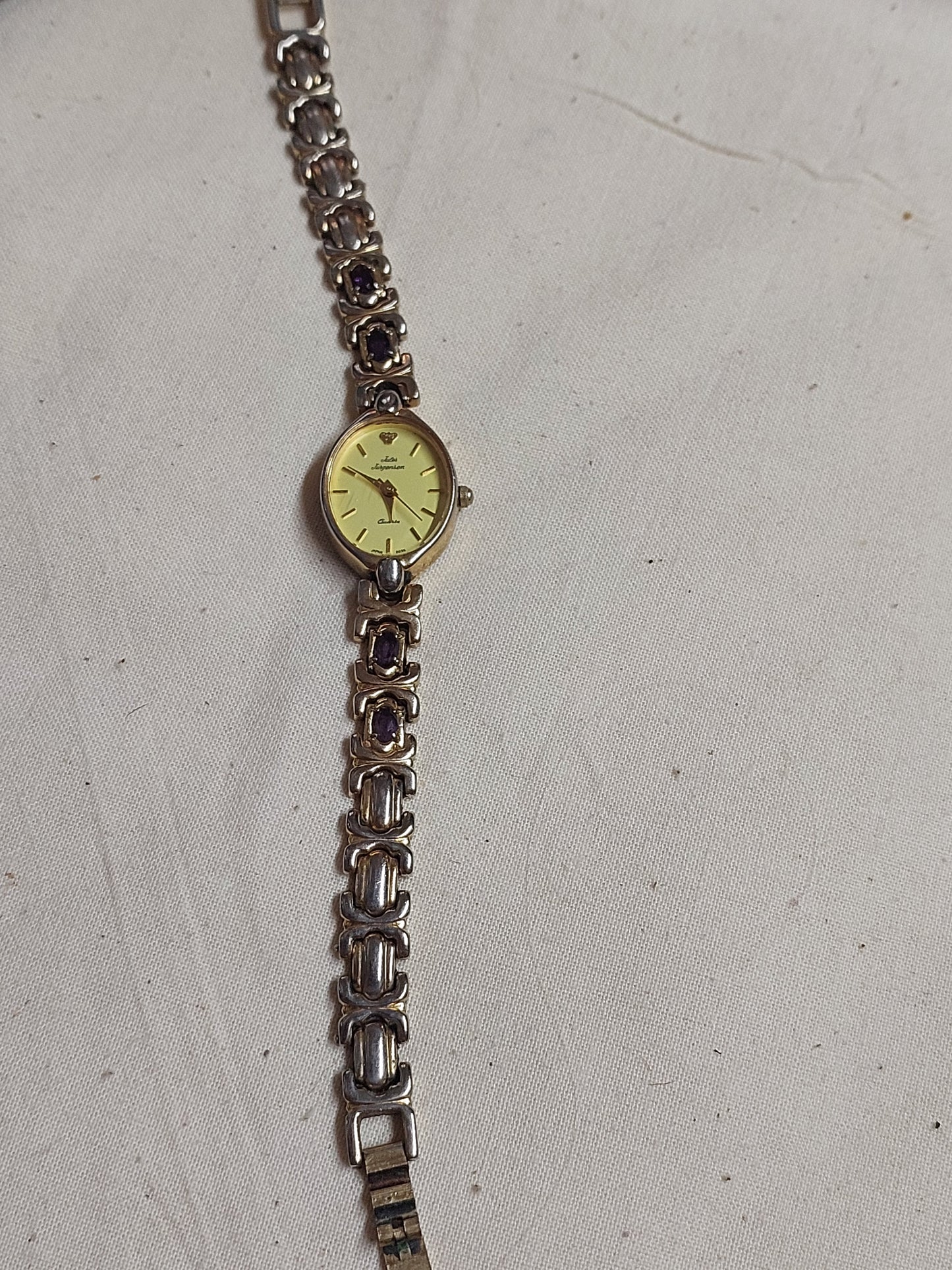 Jules Jurgenson  Watch with Amethyst Stones | New Battery | Working