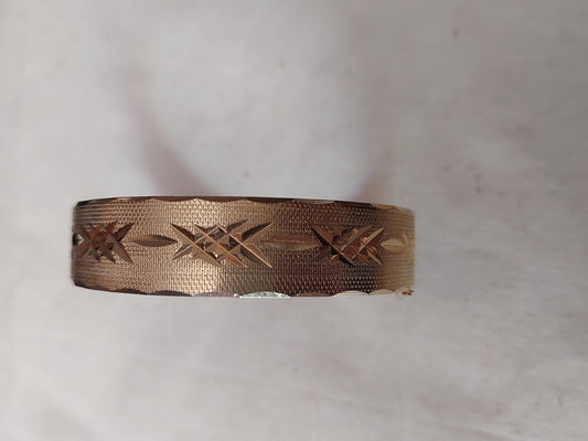 Vintage 18K RGP Gold Hinged Bangle Bracelet | Engraved Starburst Design