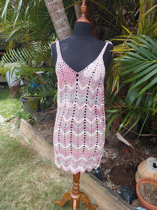 Handmade Crochet Dress – Soft Pastel Chevron