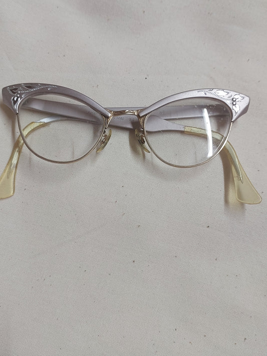 Vintage 1950s Cat-Eye Glasses – American Optical Floral Metal Frames