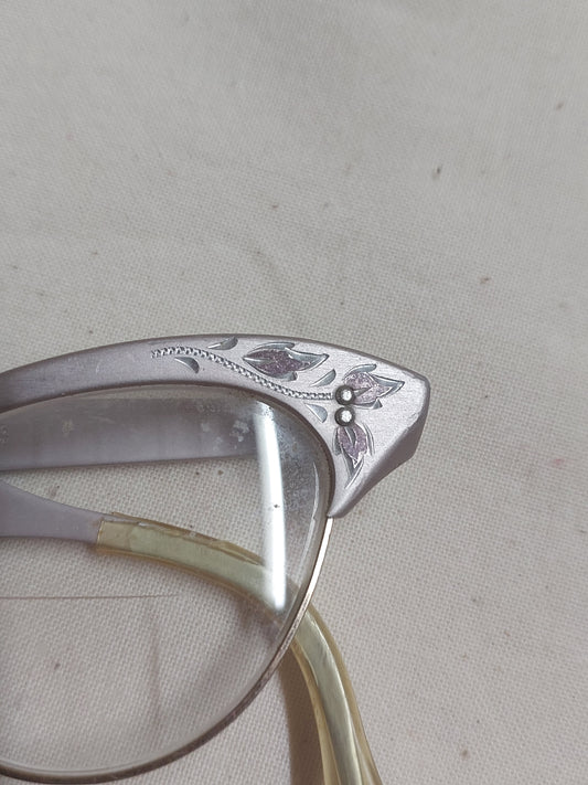 Vintage 1950s Cat-Eye Glasses – American Optical Floral Metal Frames
