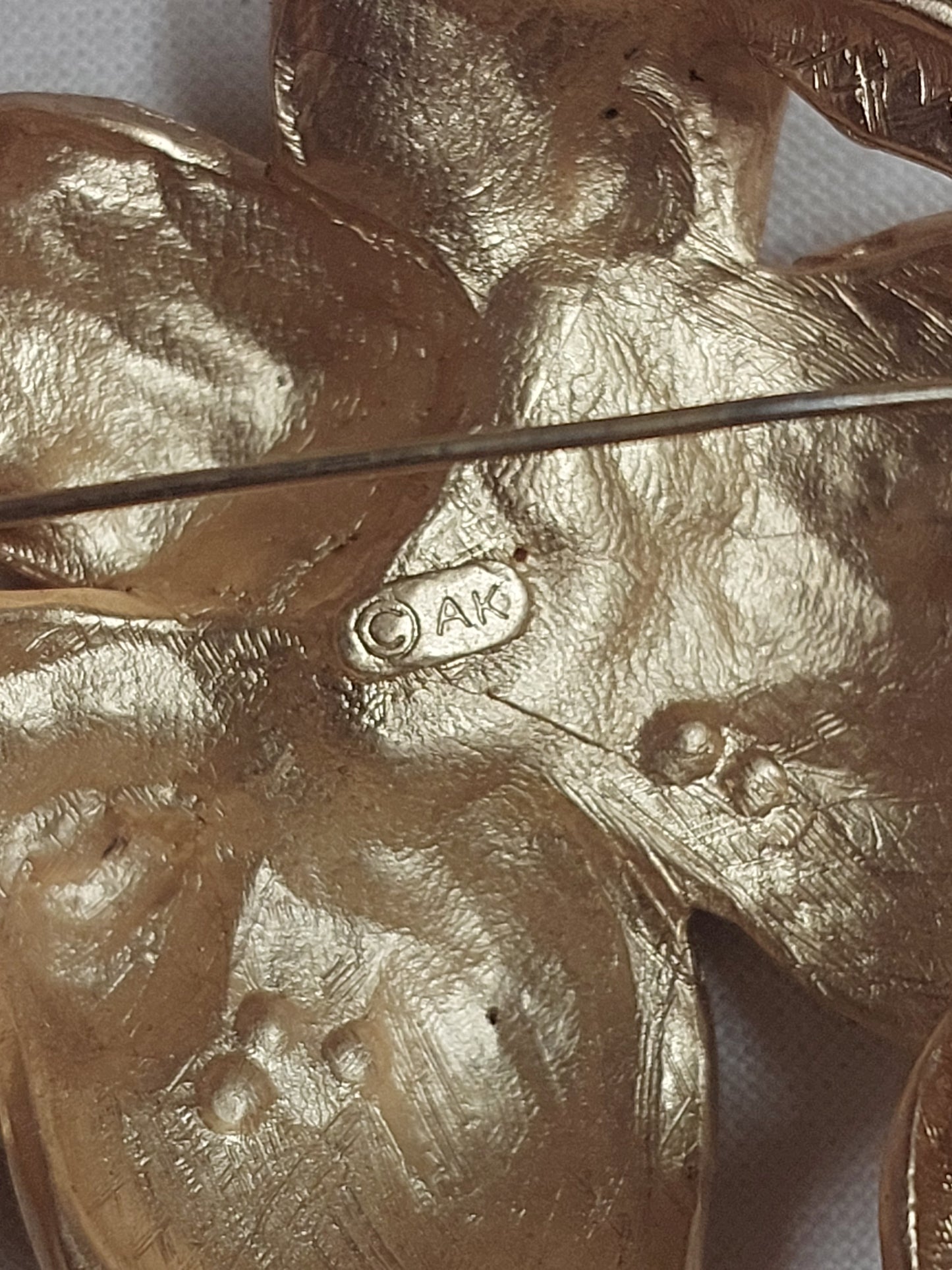 Vintage Anne Klein Rhinestone Flower Brooch – Gold Tone Statement Floral Pin