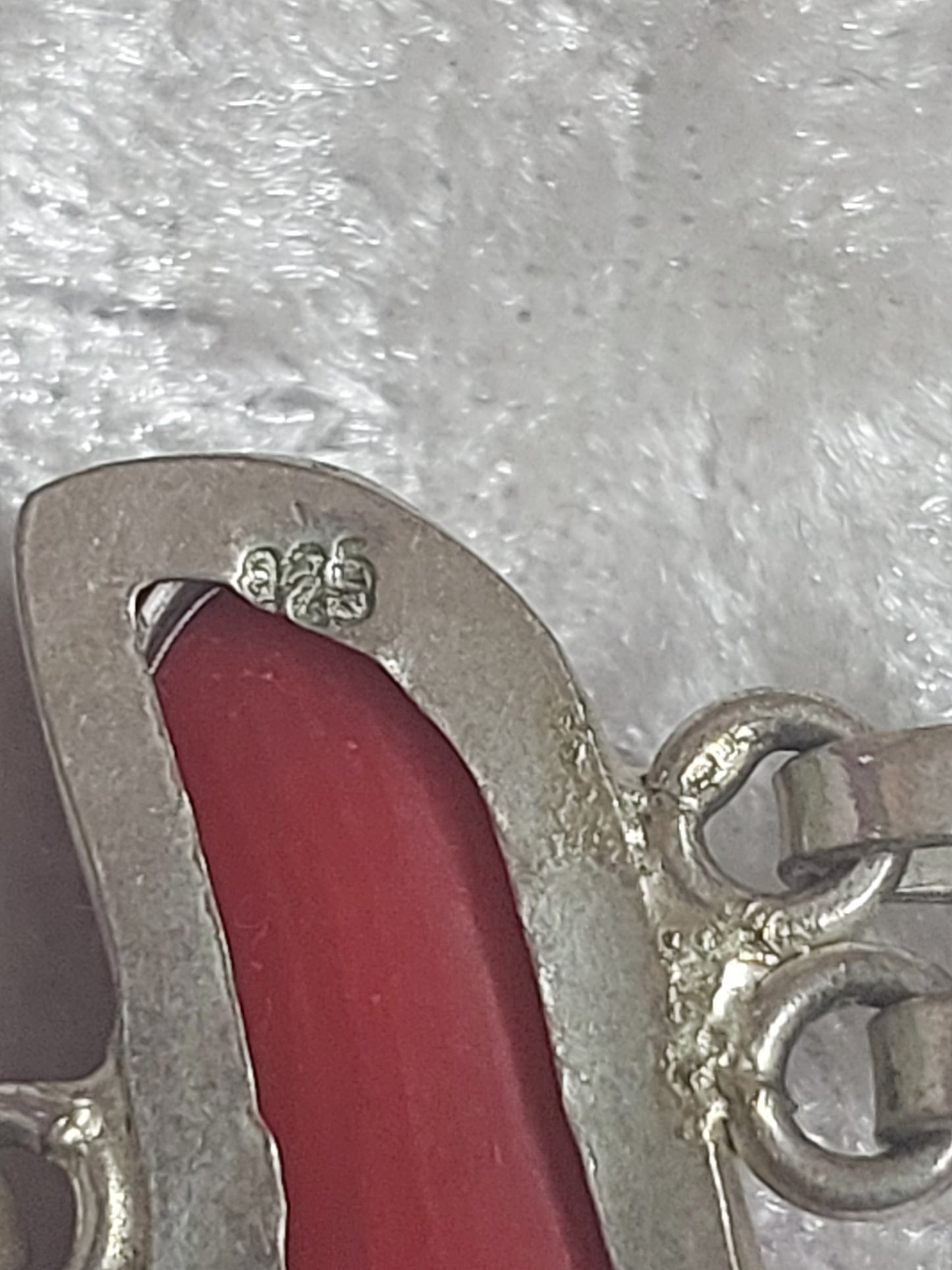 Vintage 925 Sterling Silver Red Inlay Panel Bracelet | Boho Statement