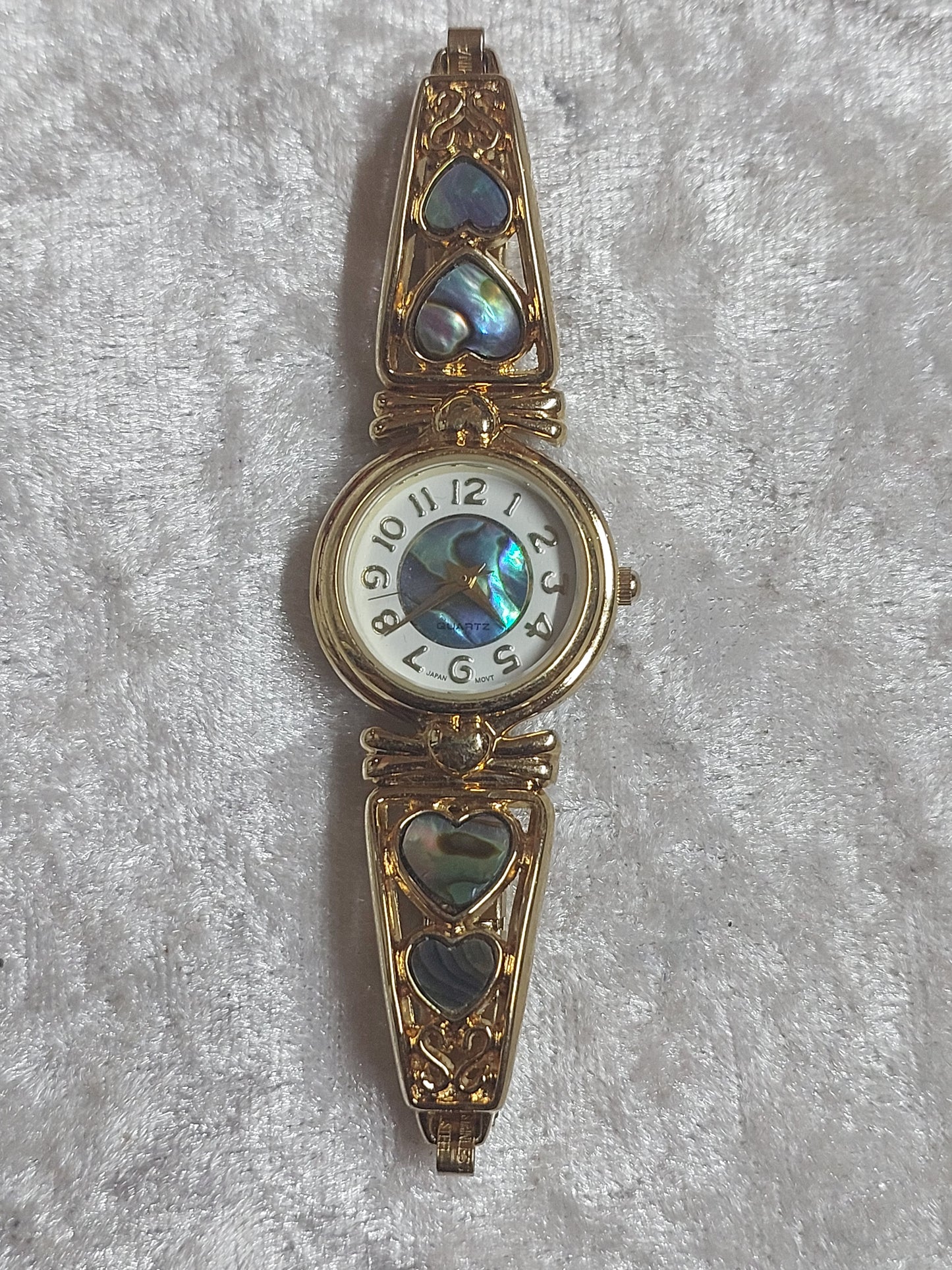 Vintage Avon Abalone Shell Bracelet Watch – Gold Tone | Working