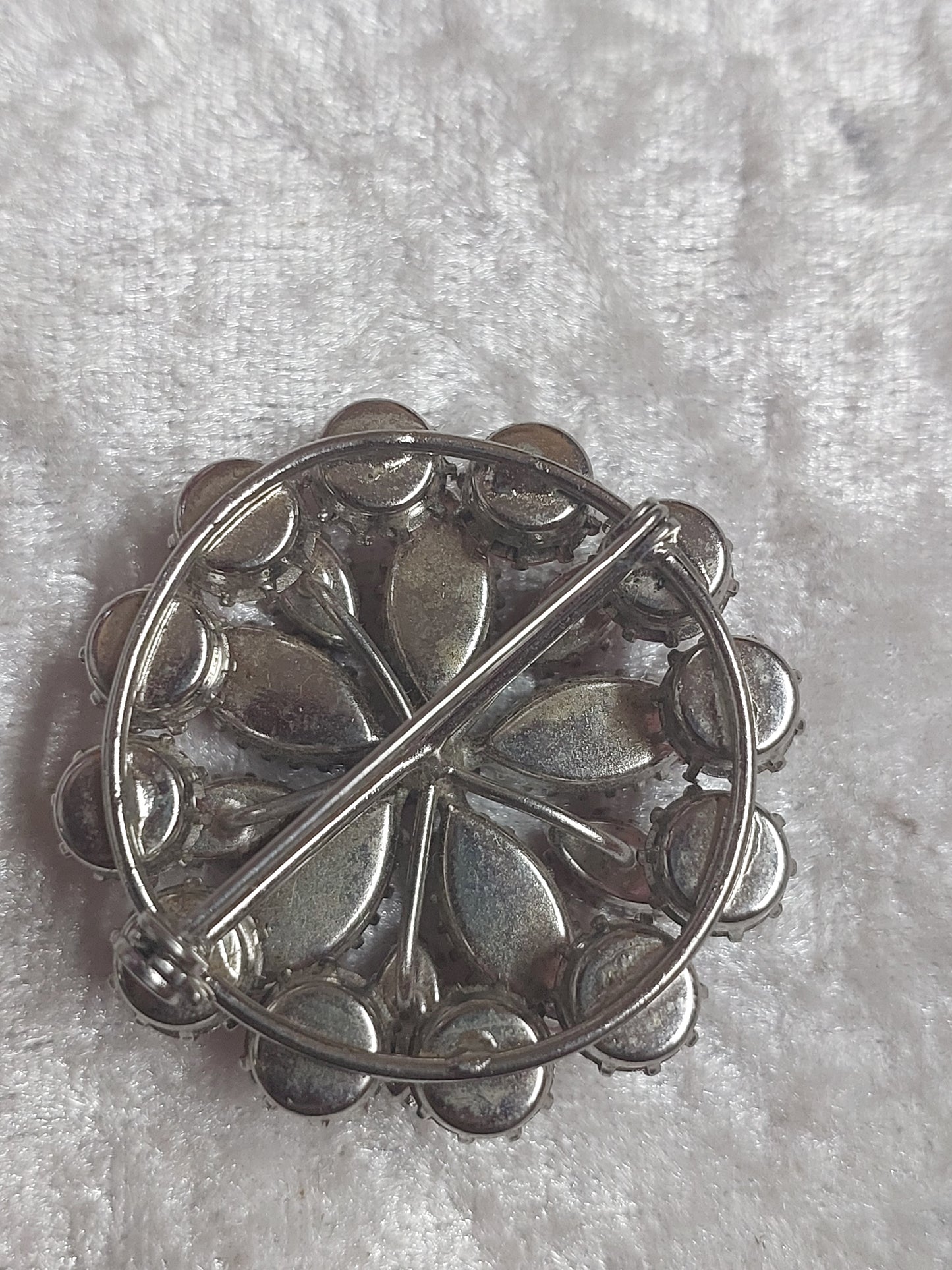 Vintage Pink Rhinestone Floral Brooch