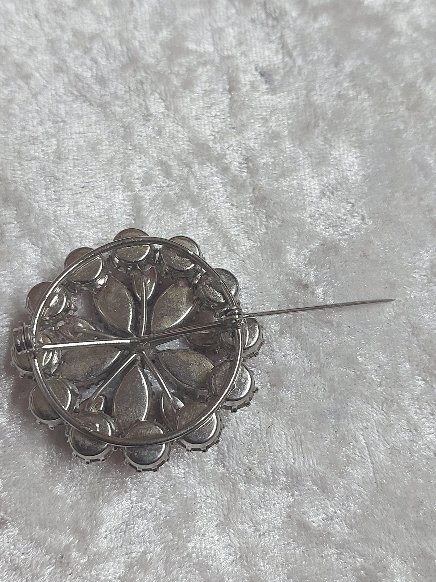 Vintage Pink Rhinestone Floral Brooch