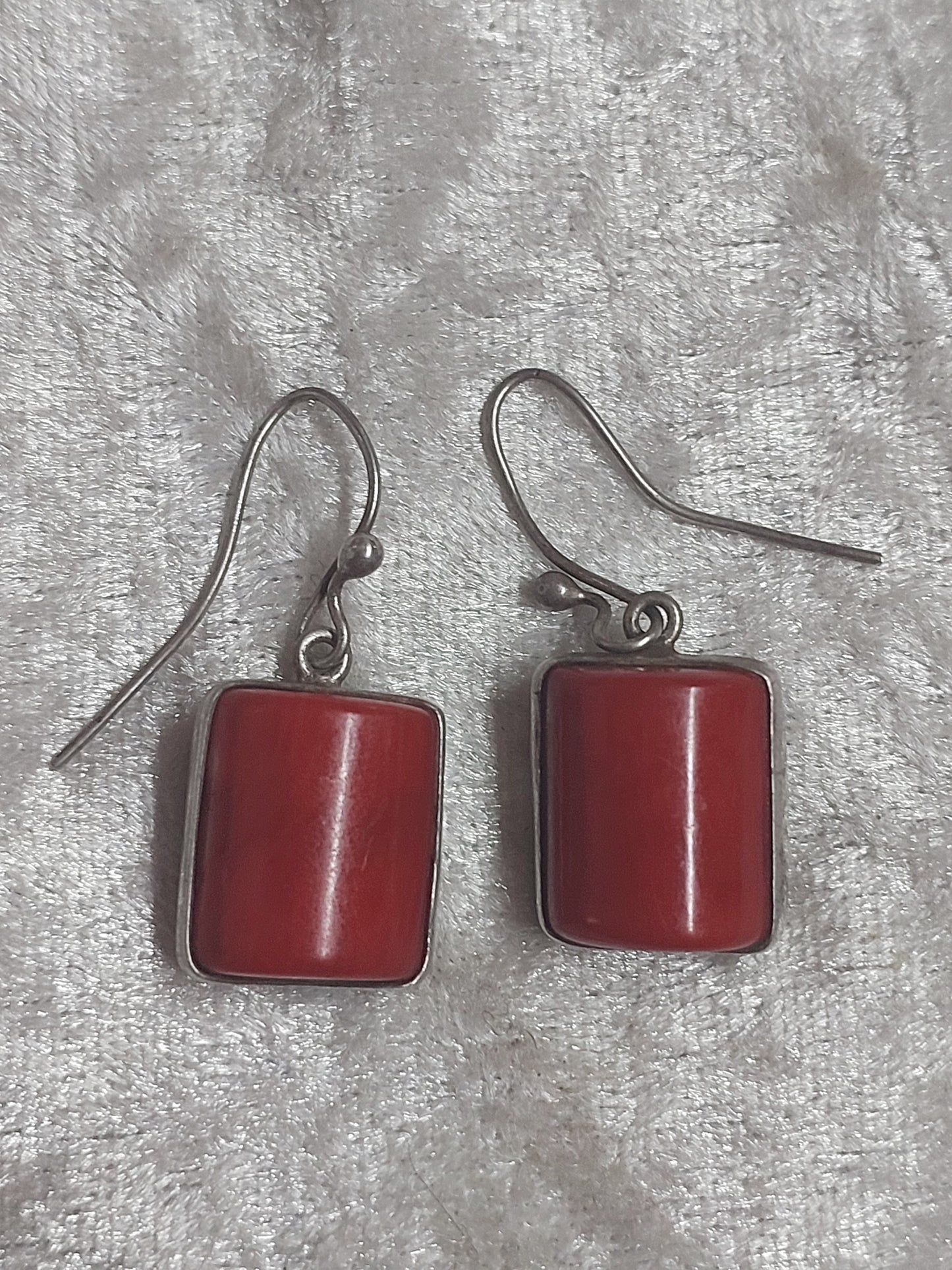 Sterling Silver Red Jasper Drop Earrings
