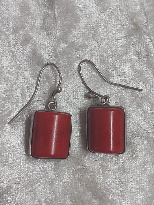 Sterling Silver Red Jasper Drop Earrings