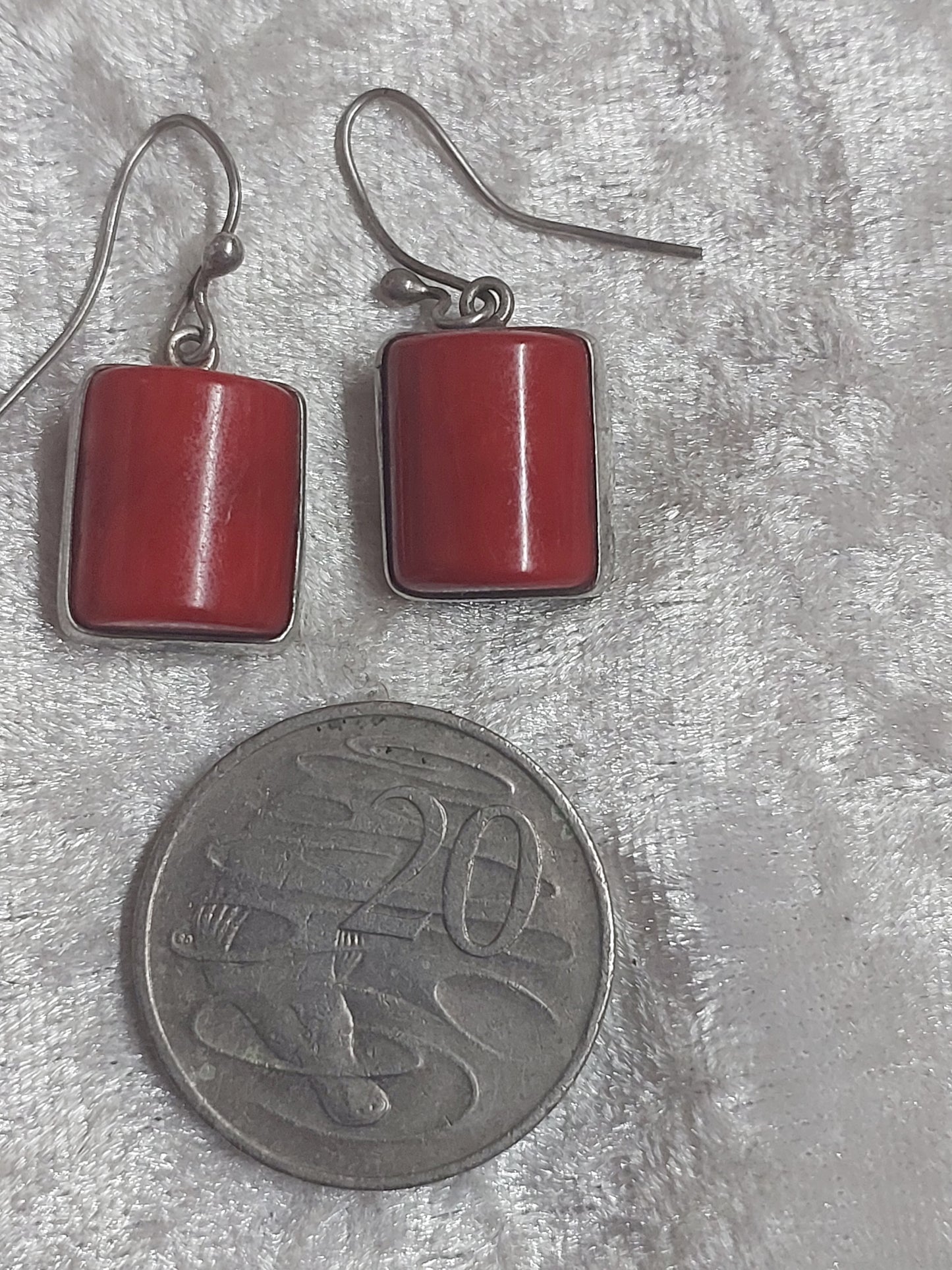 Sterling Silver Red Jasper Drop Earrings