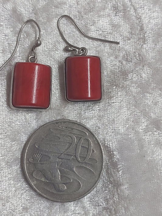 Sterling Silver Red Jasper Drop Earrings