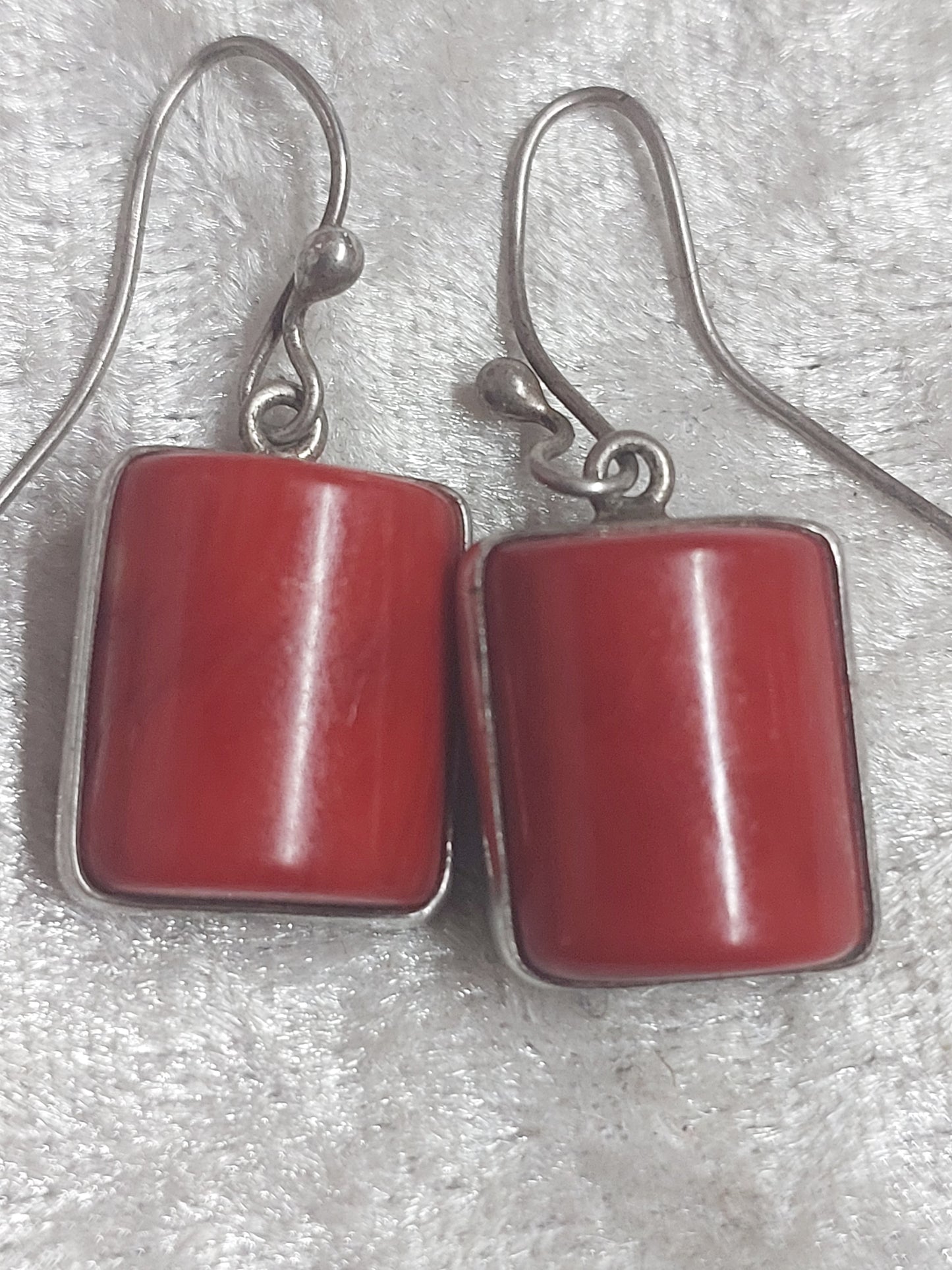 Sterling Silver Red Jasper Drop Earrings