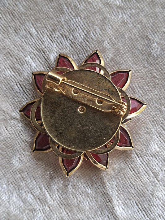 Vintage Ruby-Red Floral Brooch – Info & Value