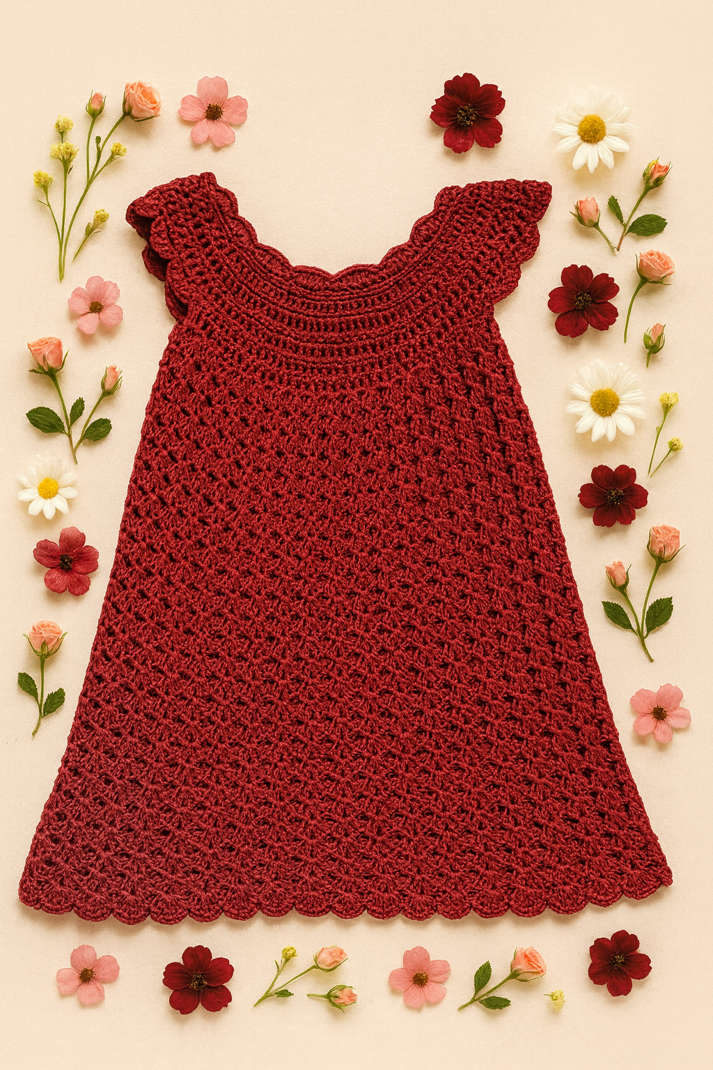 Scarlet Red  Crochet Dress size 1 to 2