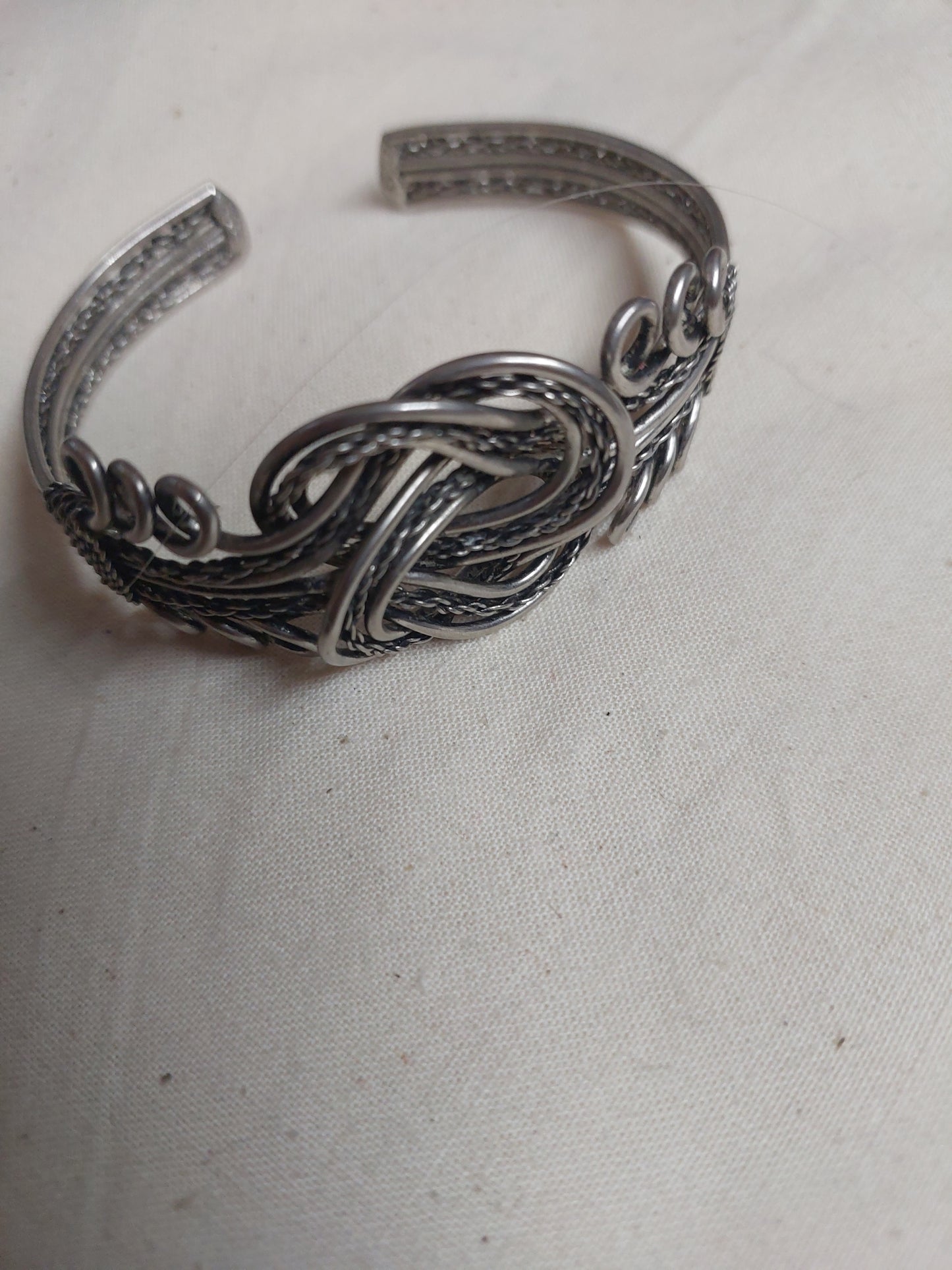 Vintage Silver-Tone Wirework Cuff Bracelet | Open Bangle