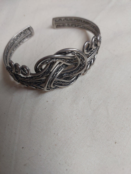 Vintage Silver-Tone Wirework Cuff Bracelet | Open Bangle